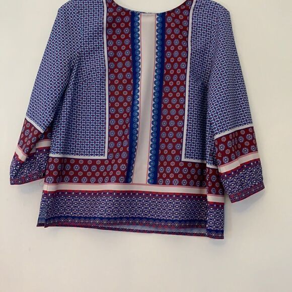 Talbots petite long sleeve multi colored blouse. Size MP. Length 21” - Picture 1 of 7
